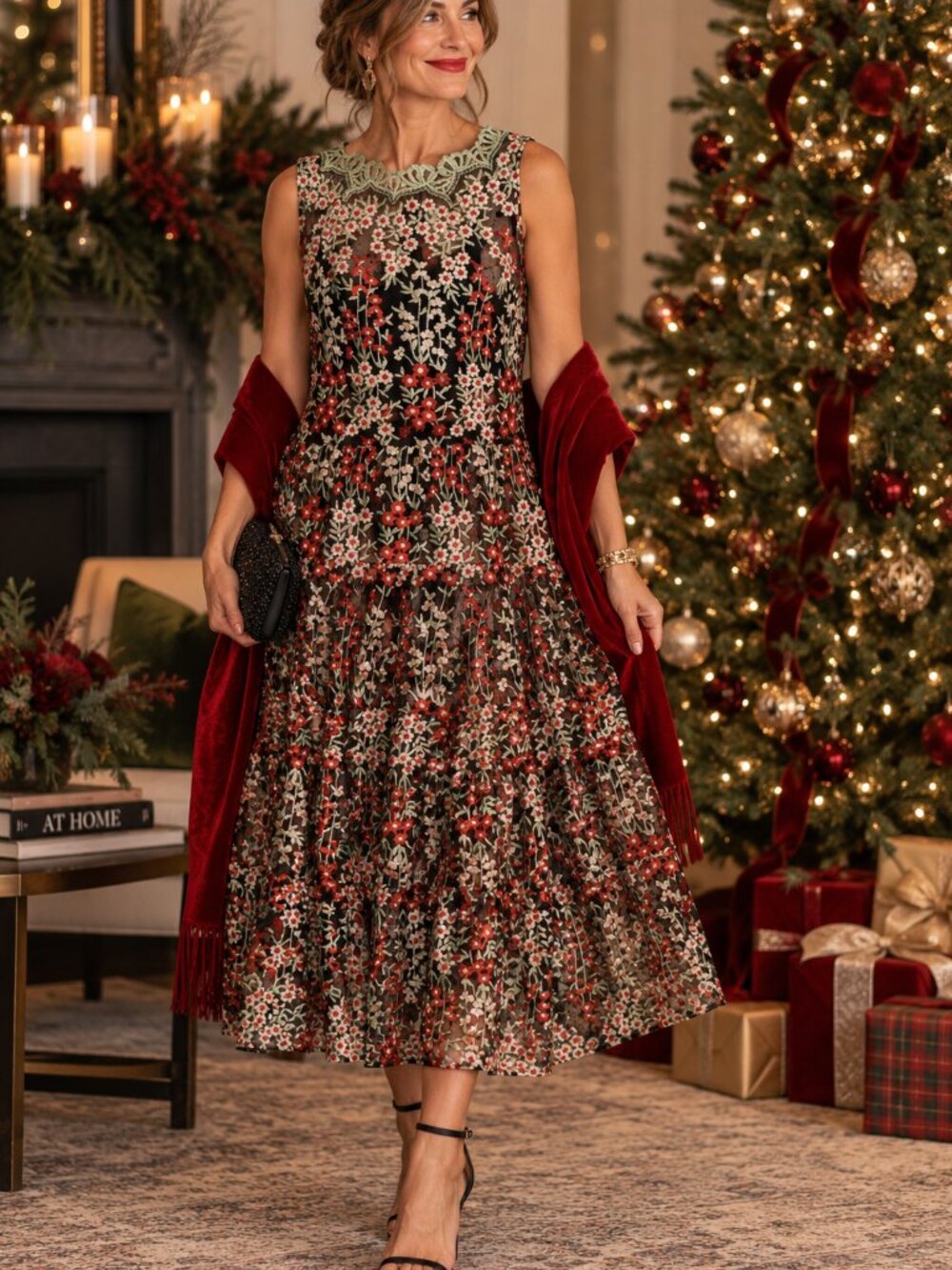 Anthropologie HD in Paris Boho Romantic Embroidered Tiered Midi Dress 6